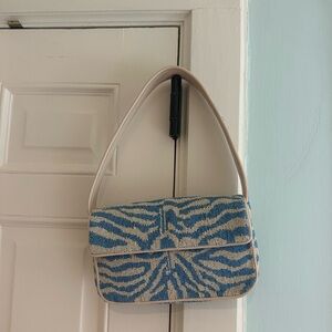 STAUD Blue and Cream Zebra Shoulder Bag BRAND NEW WITHOUT TAGS,DUST BAG INCLUDED